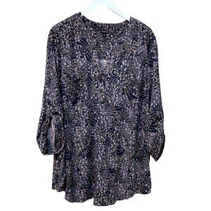 Torrid Plus Size Top Size 4X (4 Torrid) Gray Leopard Print Tunic Harper Blouse